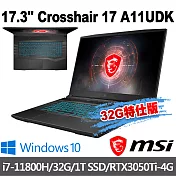 msi微星 Crosshair 17 A11UDK-457TW 17.3吋 電競筆電(i7-11800H/32G/1T SSD/RTX3050Ti-4G-32G特仕版)