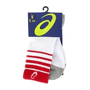 Asics Socks [Z31903-0123] 中統襪 球類 運動 足弓緊束 腳底加厚 耐磨 透氣 白紅 S 白/紅