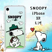 史努比/SNOOPY 正版授權 iPhone XR 6.1吋 漸層彩繪空壓手機殼(郊遊)