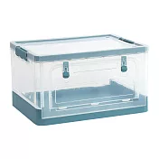 IDEA-多色雙開折疊透明收納箱 湖水綠-透明面板