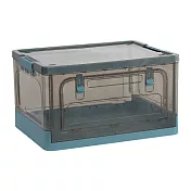 IDEA-多色雙開折疊透明收納箱-5入組 湖水綠-茶色面板