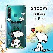 史努比/SNOOPY 正版授權 realme 5 Pro 漸層彩繪空壓手機殼(郊遊)