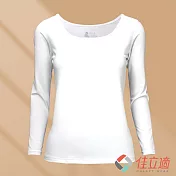 3M-佳立適-升溫蓄熱保暖衣-無染系列(奈納鍺)-女寬口U領-白色 M 白色