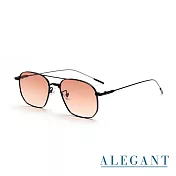 【ALEGANT】歐美復古慕斯棕漸層雙樑設計偏光飛官墨鏡/UV400太陽眼鏡