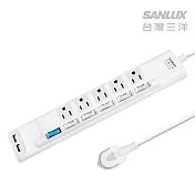 SANLUX台灣三洋 超安全USB轉接延長電源線-5座6切 SYPW-3562A