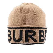 BURBERRY Logo 喀什米爾針織毛帽 (經典米色)