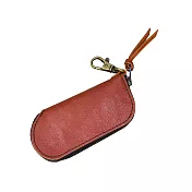 【FARESIO】植鞣革復古手工鑰匙包(1入) 紅棕色