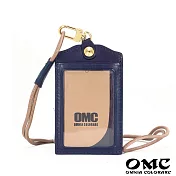 【OMC】歐洲植鞣革職人通用直式牛皮證件套悠遊卡套- 深藍