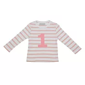 TiDi 英國 Bob & Blossom 條紋歲數棉質長袖T恤 12M 粉色
