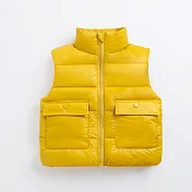 兒童精品羽絨保暖背心外套(輕盈 保暖 口袋設計) 90 黃色