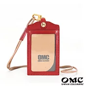 【OMC】義大利植鞣革職人通用直式牛皮證件套悠遊卡套 紅色