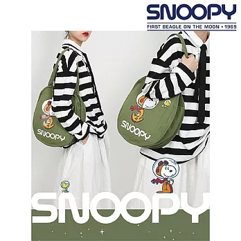 【HOOK’S 史努比系列】Snoopy 王牌飛行員50周年紀念帆布包 軍綠色