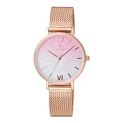 MIRRO 極簡主義時尚腕錶-玫瑰金X漸層噴砂粉白