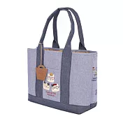 O-ni O-ni 日本貓咪眼鏡貓家族系列分類包/手提包/托特包/側肩包(K96365) 灰藍色