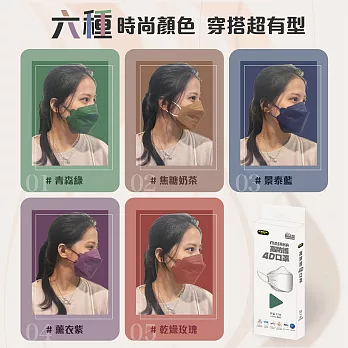 【MASAKA】台灣製高效防護成人4D口罩10片/盒 5盒/組(魚口立體口罩) 青森綠