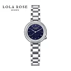 英國Lola Rose 低調奢華璀璨晶鑽精巧設計淑女腕錶 - 圓鑽 銀鐵-星空藍