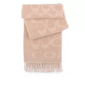 COACH 大CC LOGO羊毛圍巾 (駝色)