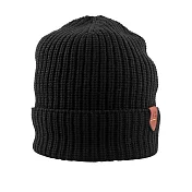 COACH C Logo皮革壓印梅利諾羊毛帽 (黑色)