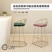 E-home Saige賽吉絨布金框網美吧檯椅-坐高74cm-四色可選 粉紅色
