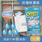 日本KOKUBO小久保-可重複使用抽屜衣櫃防潮除濕袋1袋(除濕包變色版) 藍色*1袋