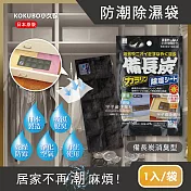 日本KOKUBO小久保-可重複使用抽屜衣櫃防潮除濕袋1袋(除濕包變色版) 黑色*1袋
