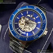 MASERATI瑪莎拉蒂精品錶,編號：R8823140001,44mm圓形黑精鋼錶殼寶藍色錶盤精鋼深黑色錶帶