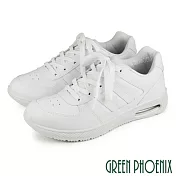 【GREEN PHOENIX】男 休閒鞋 小白鞋 綁帶 厚底 台灣製 JP27 白色