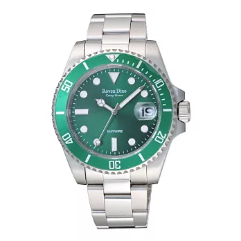 Roven Dino羅梵迪諾 海防前線時尚腕錶-銀X綠