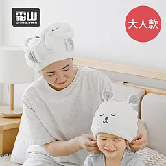 【日本霜山】瞌睡白熊造型超細纖維擦頭包巾─成人款─白