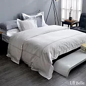 義大利La Belle《典雅品味-亮白色》特大長絨細棉刺繡四件式被套床包組