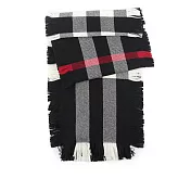 BURBERRY 經典格紋羊毛流蘇披肩/圍巾 (黑色)