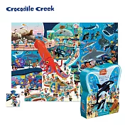 【美國Crocodile Creek】博物館造型盒學習拼圖48片-水族館