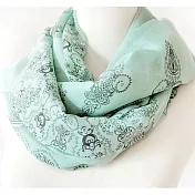 【Decoy】復古青花瓷＊雪紡仿真絲圍巾/顏色可選  綠