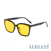 【ALEGANT】復古英國黃大方框防眩光墨鏡/UV400太陽眼鏡