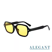【ALEGANT】摩登時髦雪泥黃方圓框墨鏡/UV400太陽眼鏡