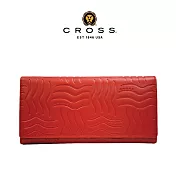 【CROSS】台灣總經銷 限量1折 頂級小牛皮雙扣長夾 第一夫人系列 全新專櫃展示品 (紅色 贈禮盒提袋)