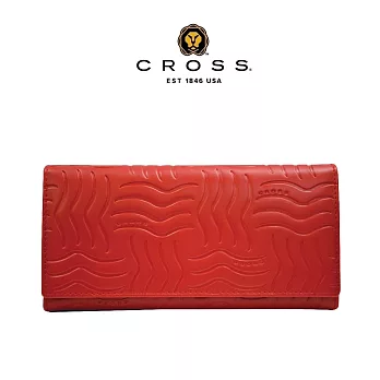 【CROSS】台灣總經銷 限量1折 頂級小牛皮雙扣長夾 第一夫人系列 全新專櫃展示品 (紅色 贈禮盒提袋)