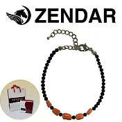 【ZENDAR】頂級天然MOMO珊瑚鼓黑瑪瑙手鍊(98349)