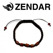 【ZENDAR】頂級天然AKA紅珊瑚鼓形紅瑪瑙編織手鍊 咖啡色編織手鍊(79085-BR)