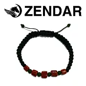 【ZENDAR】頂級天然紅珊瑚鼓形台灣玉編織手鍊 綠色編織手鍊(79087-G)