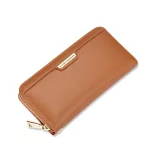 【L.Elegant】純色簡約大容量多卡位長夾拉鏈零錢包(共4色)B963 棕色