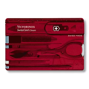 VICTORINOX 10用名片型透明瑞士刀-透明紅