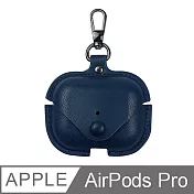 AirPods Pro專用 英倫風皮革保護套 藍色