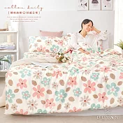 【DUYAN 竹漾】精梳純棉單人床包被套三件組 / 微醺櫻雪 台灣製