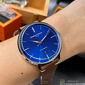 Giorgio Fedon 1919喬治飛登精品錶,編號：GF00066,42mm圓形銀精鋼錶殼寶藍色錶盤真皮皮革咖啡色錶帶