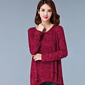 【Novia諾維亞】潮流時尚百搭寬鬆針織顯瘦打底衫 M 紅色