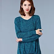 【Novia諾維亞】潮流時尚百搭寬鬆針織顯瘦打底衫 M 藍色