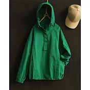 O-ni O-ni新款春夏高級純棉寬鬆工裝純色連帽休閒外套(22-298) FREE 綠色