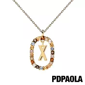 PD PAOLA 西班牙輕奢時尚品牌 I AM系列 圓圈字母彩鑽項鍊-鍍18K 金(X)