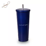 【Hiromimi】不鏽鋼內瓷吸管杯大容量750ml-全配組-提袋+吸管包+杯蓋x2+吸管x2+吸管刷+杯塞x2 英式紳藍